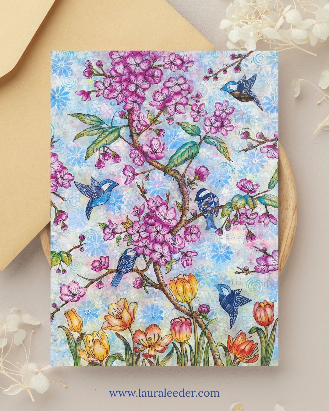 First Signs of Spring, Birds Garden 5x7 Art Card