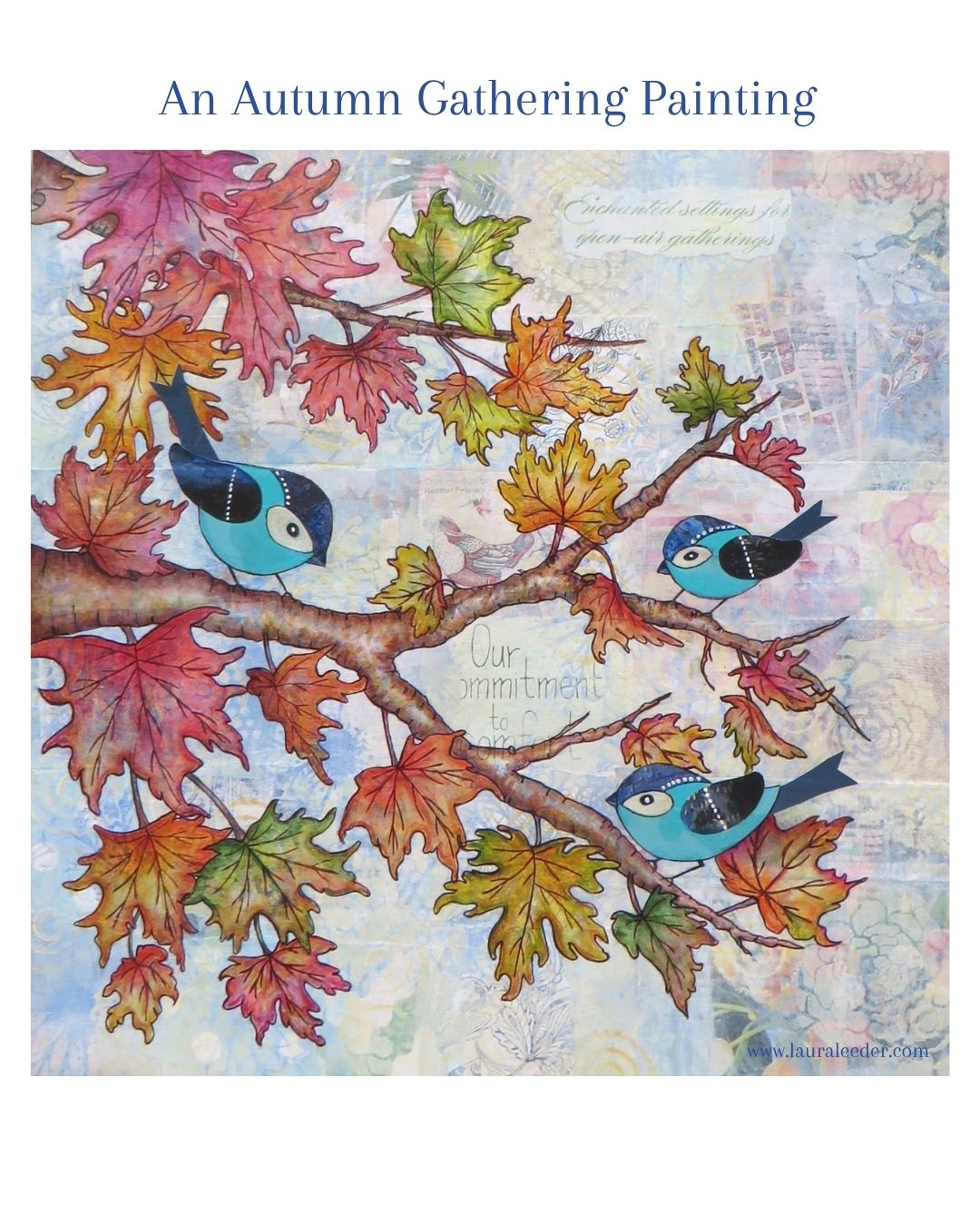 An Autumn Gathering 12x12 Original Mixed Media Painting