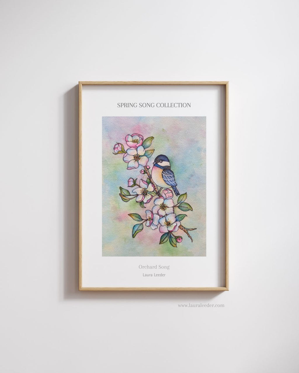 Orchard Singer – Chickadee & Apple Blossoms Fine Art Print