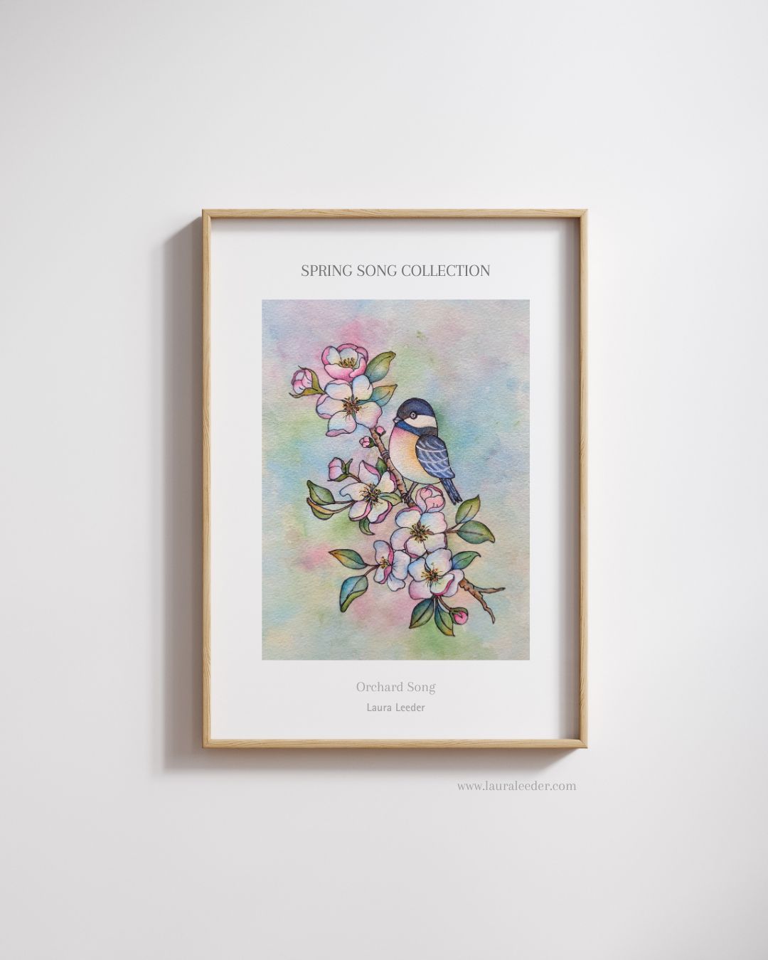 Orchard Singer – Chickadee & Apple Blossoms Fine Art Print
