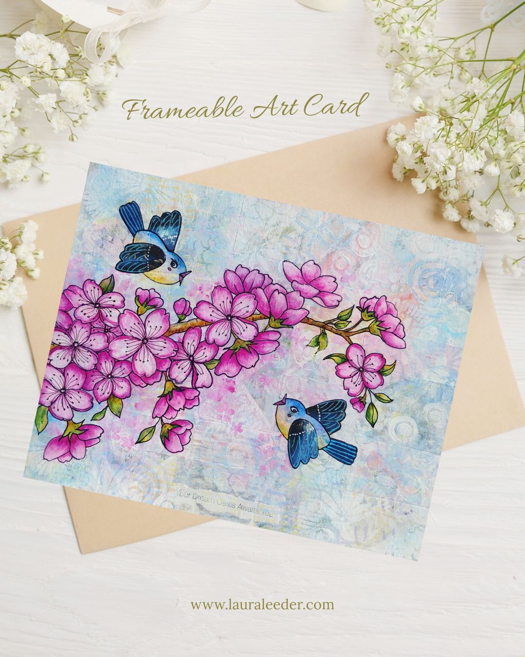 Songbirds In The Cherry Blossoms 5x7 Art Card