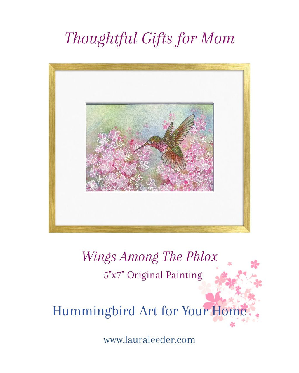 Wings Among the Phlox Male 5"x7" Hummingbird Painting