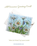 Patchwork Chicks Frolicking in the Daisies 5x7 Art Card
