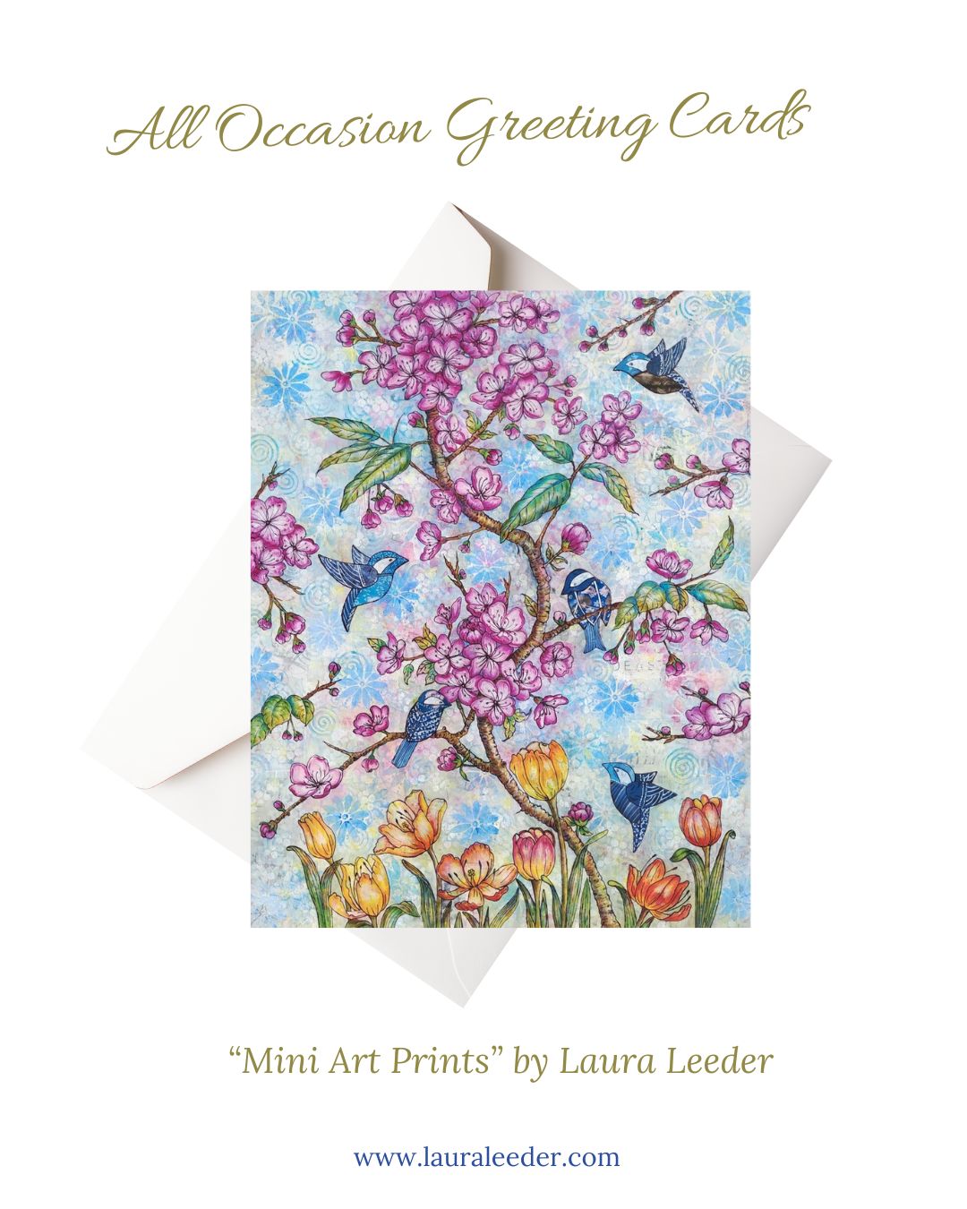 First Signs of Spring, Birds Garden 5x7 Art Card