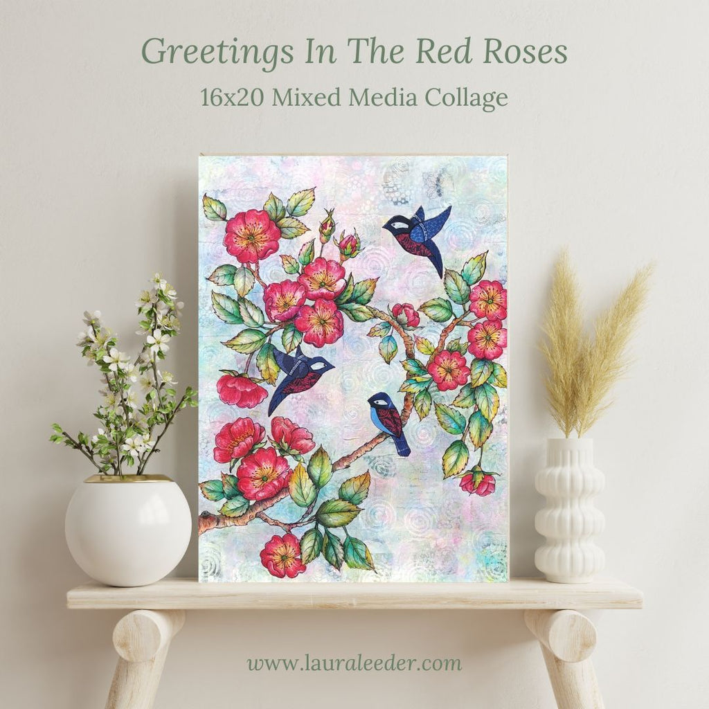 Greetings in the Red Roses 16x12 Original Original Painting