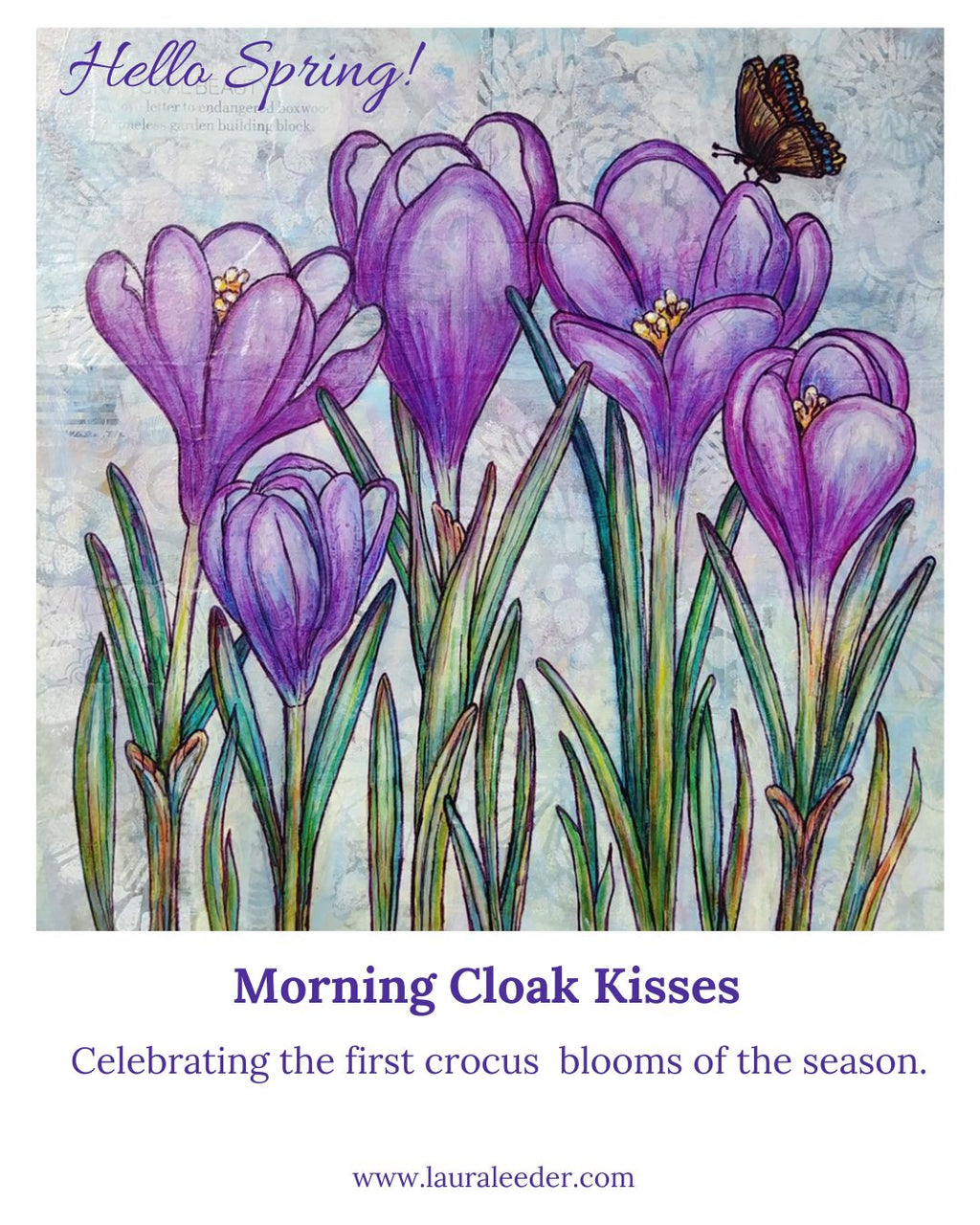 Morning Cloak Kisses  8x8 Original Painting