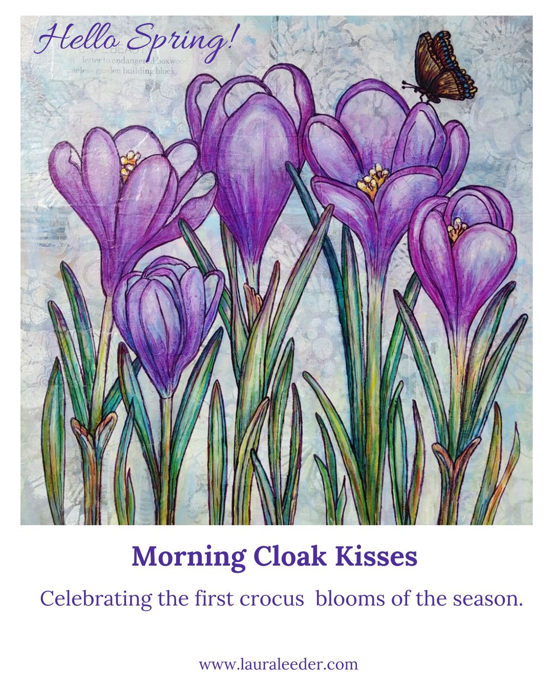 Morning Cloak Kisses  8x8 Original Painting