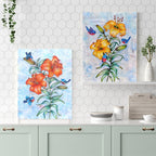 Tiger Lilies with Songbirds 14x11 Original Mixed Media Painting